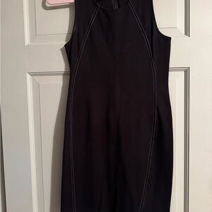 Noir Black Mini Dress with Contrast Stitching